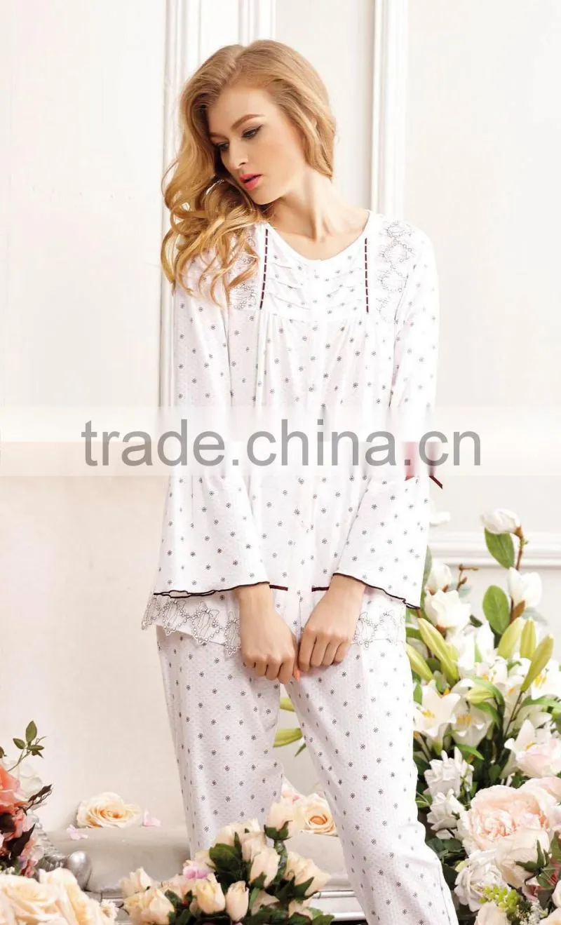 spring girl sleepwear,flower spot pajamas