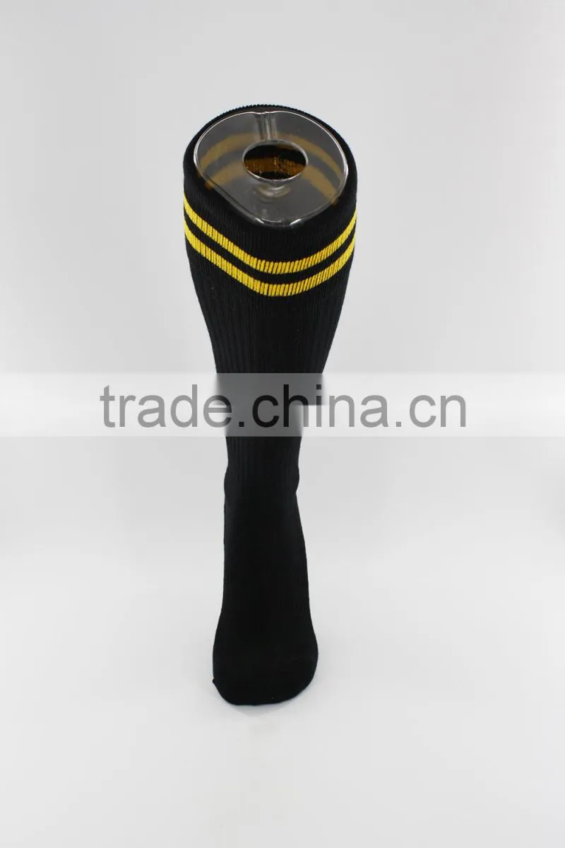 Custom black nylon football socks with strip