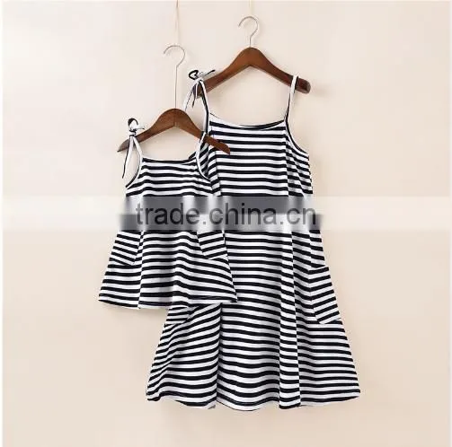 High quanlity mummy and daughter stripe clothes girls frocks designs wholesale new model western style dress