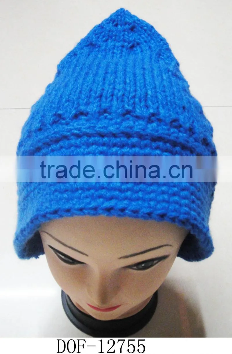 Fashion most popular crochet knitted 100%acrylic lady cap for winter