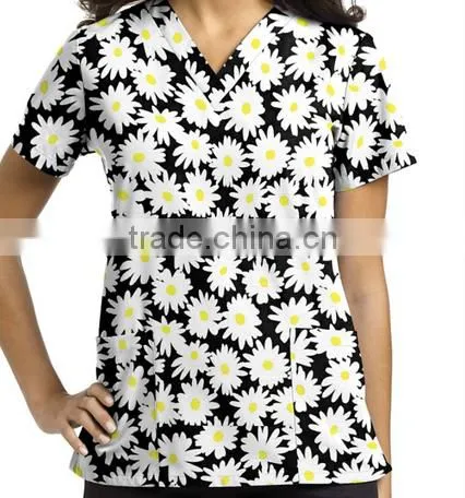 fashion! printed womens scrubs uniforms OEM