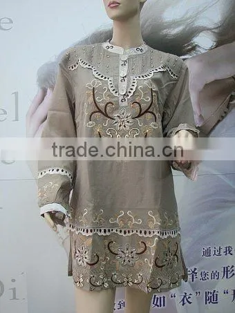 woman embroidery jumper long blouse