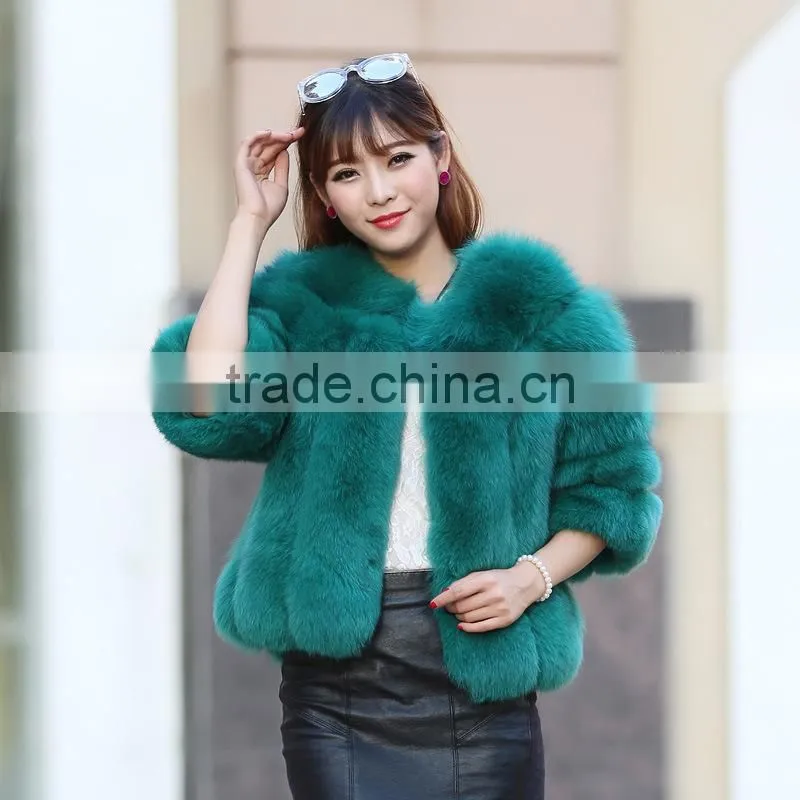 Short Natural Genuine Fox Fur Overcoat Winter Warm Real Coat For Women Real Fur Jacket Striped Style Plus Size whole fur skin