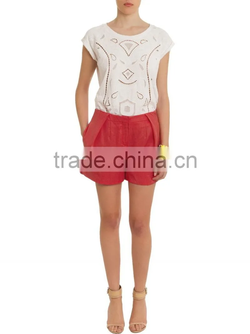 LLS014 2015 high end customized causal tartan style women chino shorts