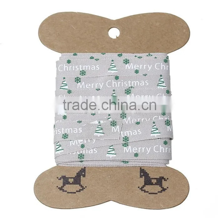 Cotton Sewing Ribbon Handmade DIY Craft Gray Christmas Tree Snowflake Pattern 10.0mm