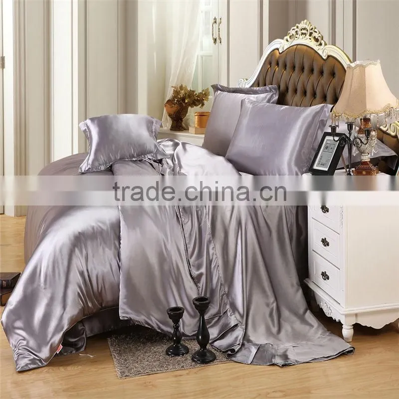 Ivory Color Silk Bedding Sets Twin Full Queen King Size Soft Bedcover Solid Color Duvet Cover Set