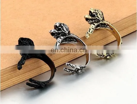 10 Styles Dog Ring Vintage Animal Puppy Wrap Ring Open Adjustable Resizeable