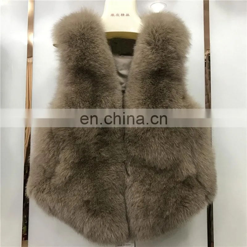2017 New Jiaxing Winter Warm Fsahion Long Women Fox Fur Vest Real Fox Fur Coat