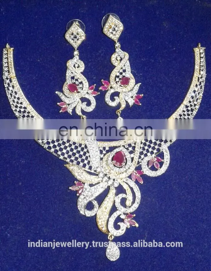 cubic zirconia jewelry set exporter, ad jewellery set manufacturer