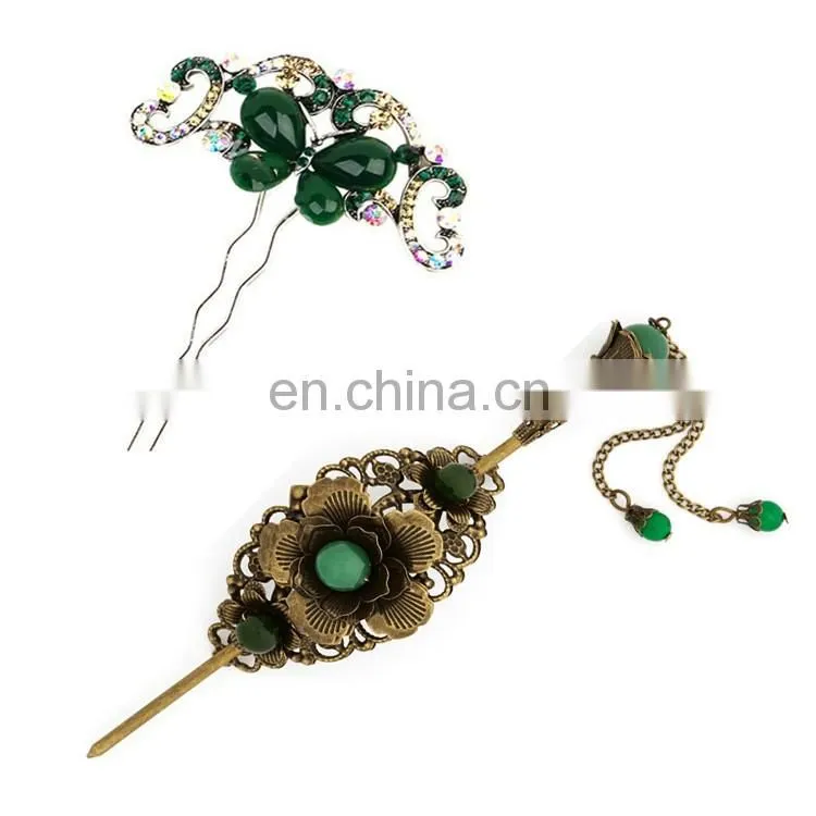 Popular customizable fashion rhinestones metal hair pin for women