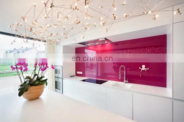 High goss 575mm silk screen printing glass splash backs for kitchen