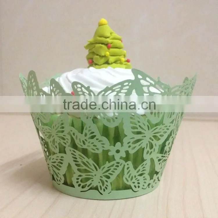 Custom Paper wholesale Wedding Cupcake Wrapper Laser Cut