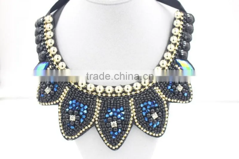Giant blue necklace fashion crystal jewelry necklace gold chain bead necklace