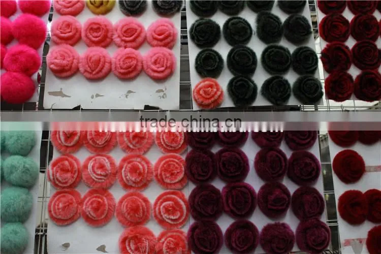 Fashion Shoes Clothes Accessories Rose Flower Pattern Real Rex Rabbit Fur Ball