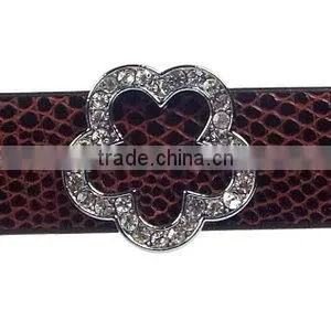 Plum Blossom Flower 18mm Rhinestone Slide Charms Wholesale, fits 18mm width Leather Bracelet