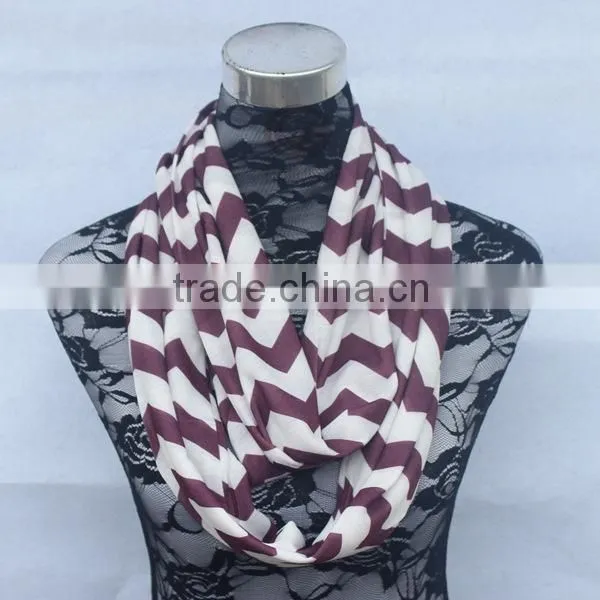 Wholesale Double Layer Jersey Knitted Chevron Infinity Scarf