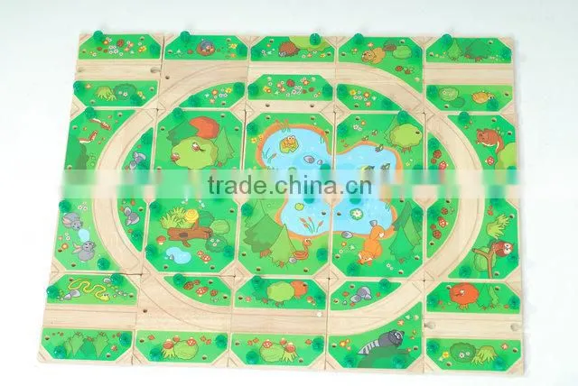 Wooden toy train tracks set for kids