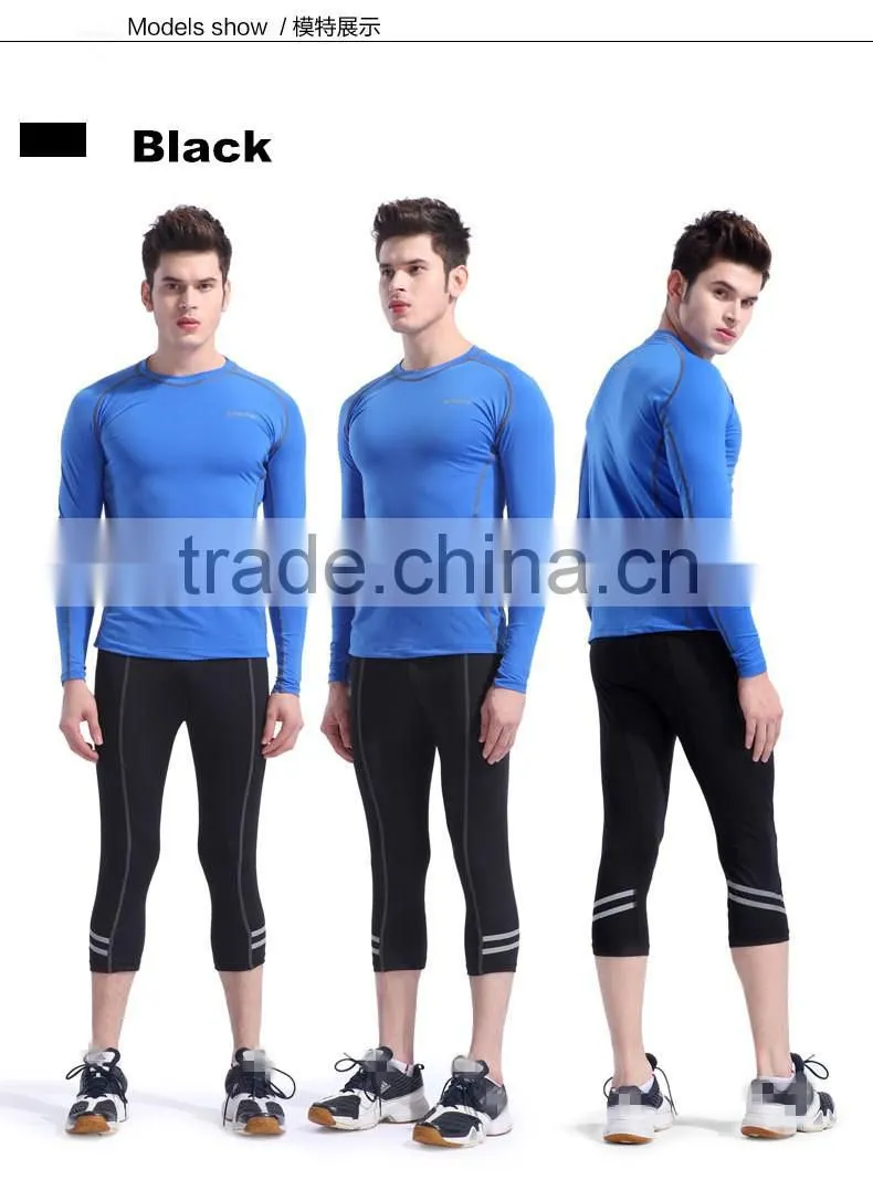 Wholesale Summer Men's Lycra 3/4 Running Pants with Zipper Pocket