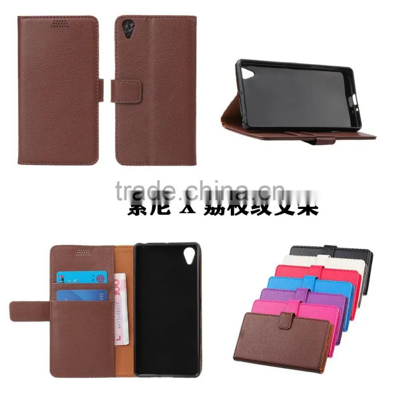 MMT Luxury litchi grain photo frame pu leather case for SONY X with card slot wallet holder leather protective case for SONY X