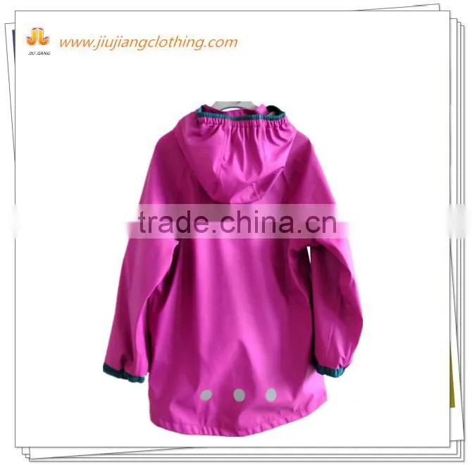 girl's fashionable jacket in solid color waterproof jacket with new design