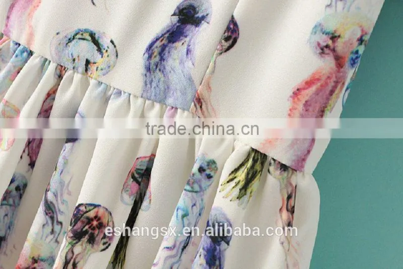 Ladies chiffon printed new model dress