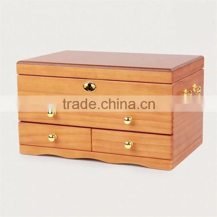luxury handmade wooden jewelry box with mirror home decoration