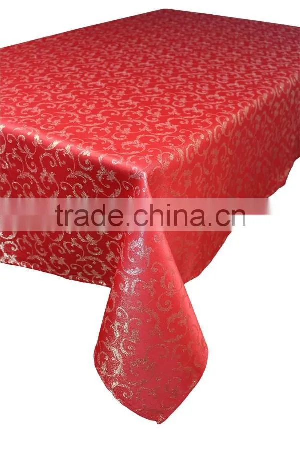 Hot Sale 100% Polyester Custom Jacquard Shining Christmas Tablecloth