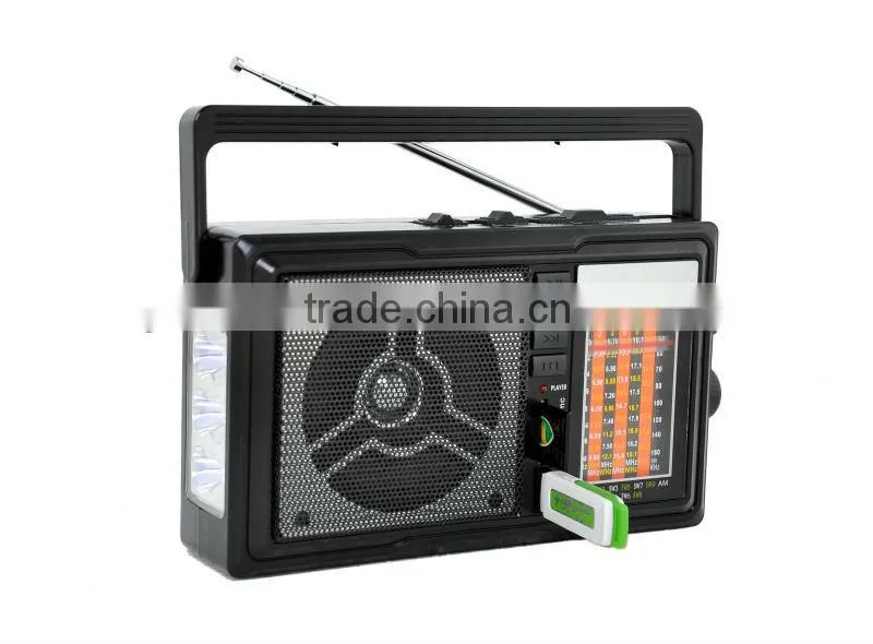 AM/FM/SW USB/SD Rechargeable Battery Portable Radio with Light