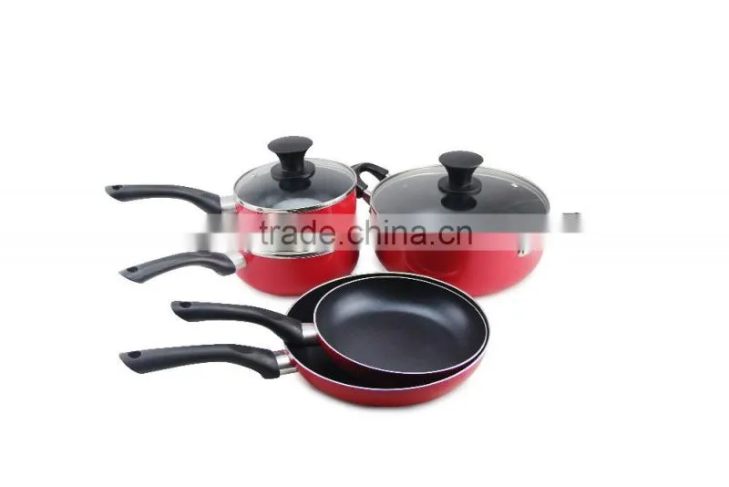 Red Color Painting Non-stick & Ceramic Coated Cookware Set Pots and Pans