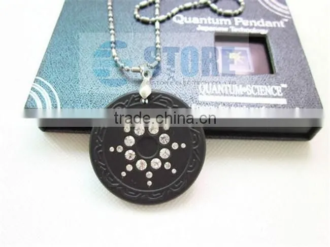 With CZ Diamond Black Lava Quantum Energy Pendants Nano Ion Pendant Stainless Steel Chain