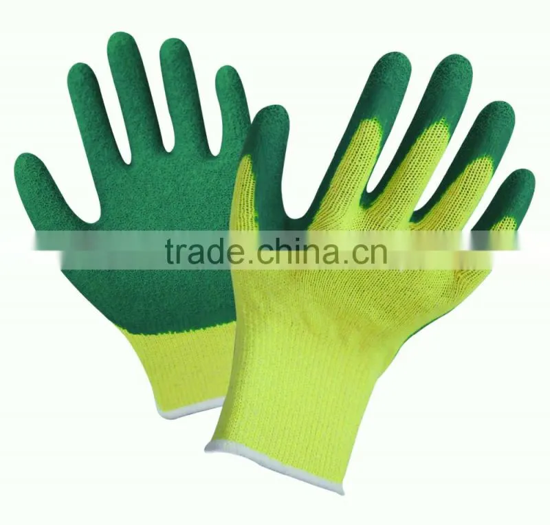 High quality blue foam latex coated cotton liner anti-cut and heat safety working glove factory price with ce certification