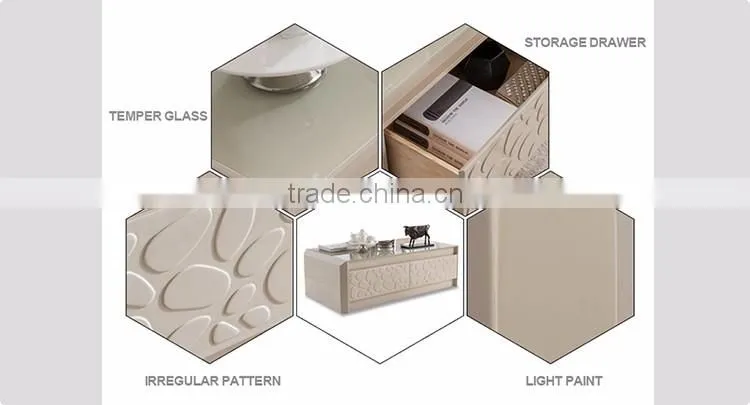 Living Room Furniture Type and Wooden Material Glass Coffee Table