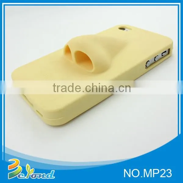 Fashion yellow nose silicone mobile phone back cover