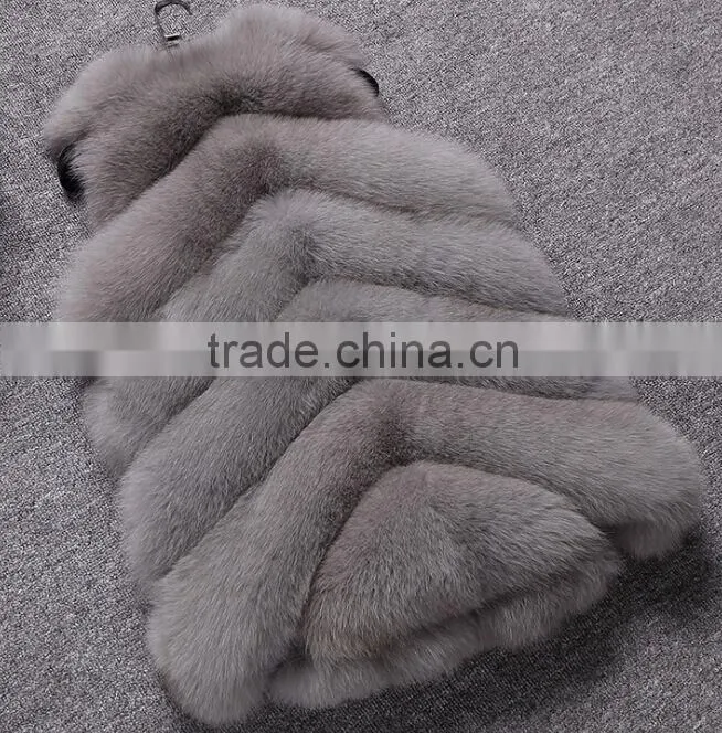 Unique design fashion knitted short fox fur vest with price