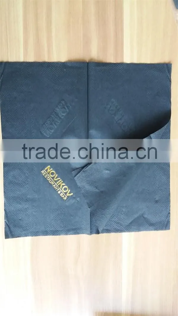 100% virgin wood pulp Dyeing paper napkins printed gold foil logo