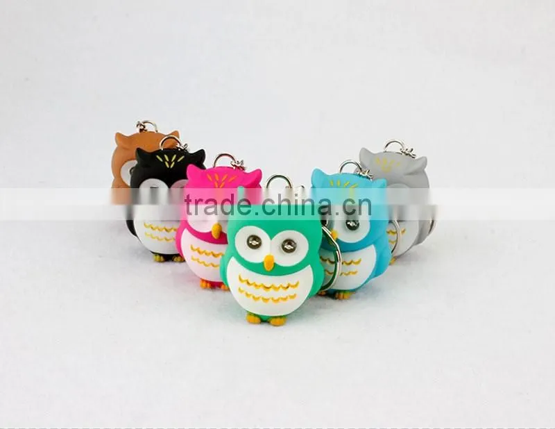 Plastic LED Owl Keychains with Sound