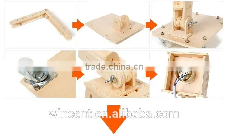 Drawing Handmade Wood Assembly Table Lamp