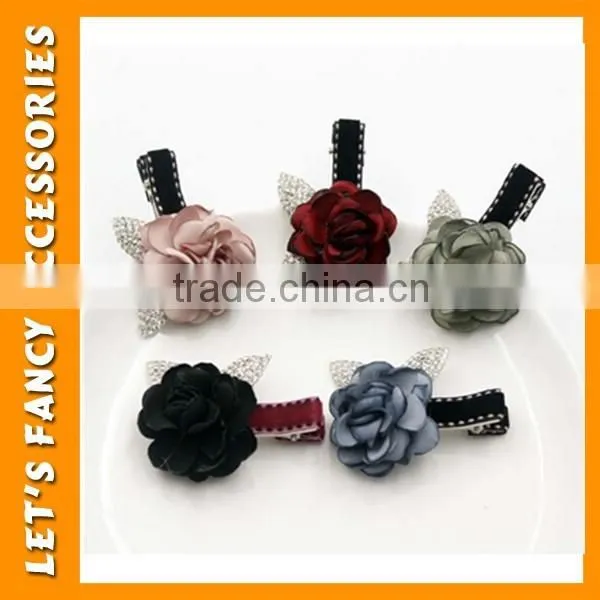 PGHD0316 2016 fashion hot selling multicolor flower ribbon bow hair clip for girls