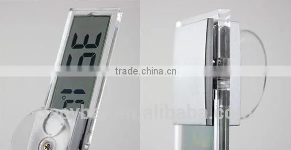 Suction On Windscreen Auto Rear View Mirror Digital Car Thermometer