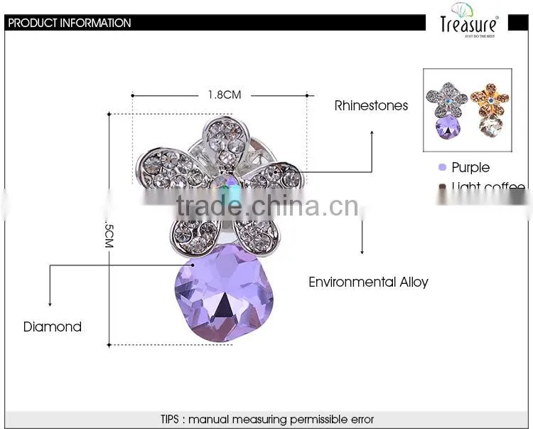 fashionable jewelry flower brooch with colorful rhinestone brooch jewelry