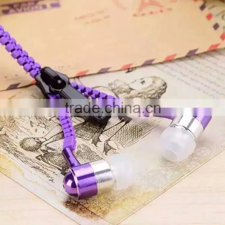 3.5 jack hotseling zipper earphone for mobile