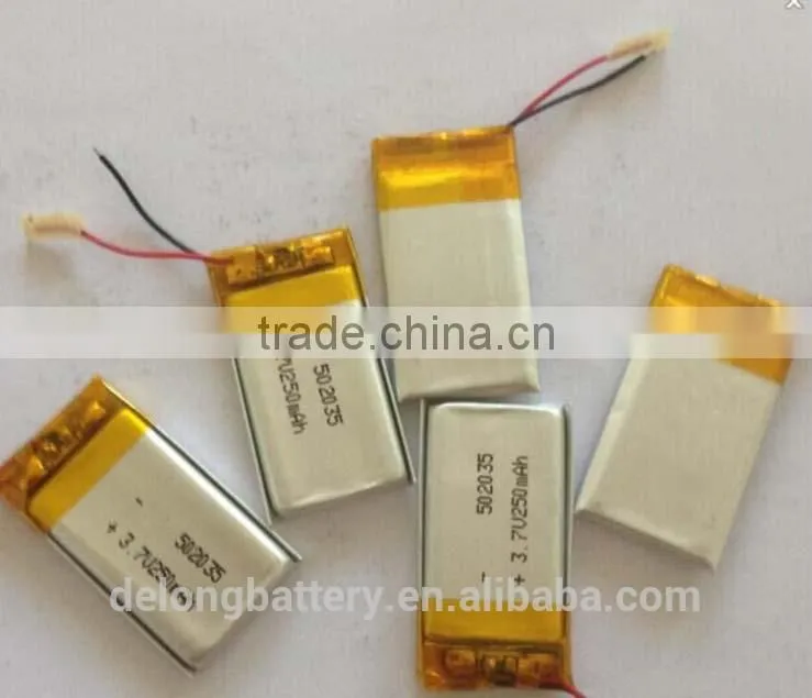 502035 lipo battery 3.7v 250mah customized lipo battery