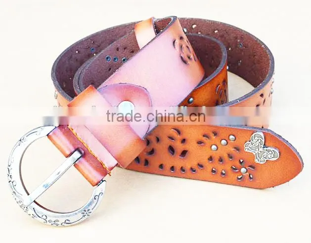 Woman Fashion Genuine leather ladies leather belt with Rivets