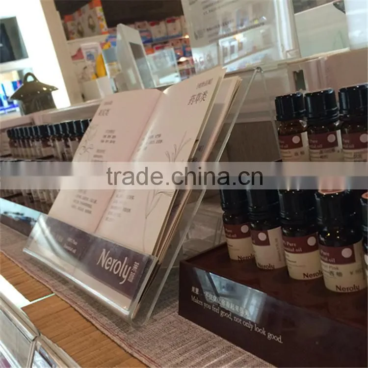 Wholesale Custom acrylic open book holder, book and periodical display holder