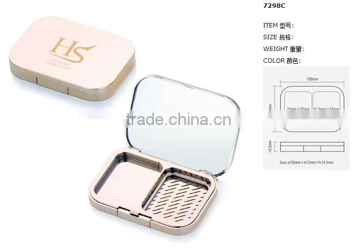Wholesale luxury gold empty makeup compact with mirror