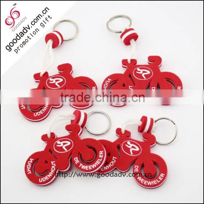 High quality good promotional gift bicycle shape eva key chain