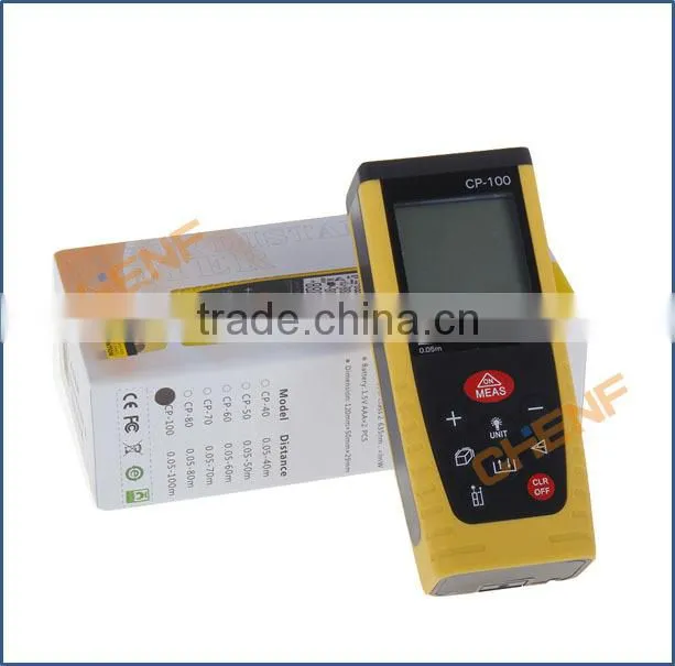 Newest Design Portable Digital LCD Retail package Yellow / Blue 100m(328ft) Laser Range Finder Rangefinder