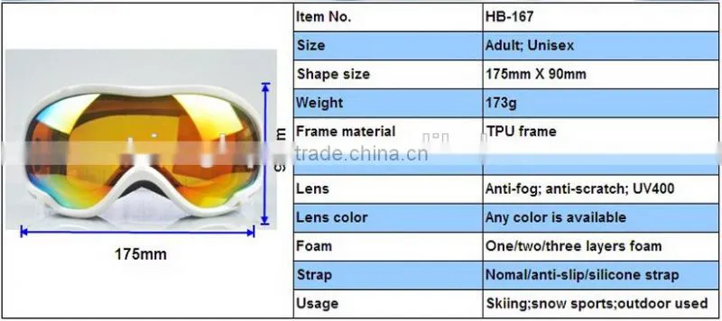 Popular Outdoor Sports Snow Goggles Helmet Skiing Glasses