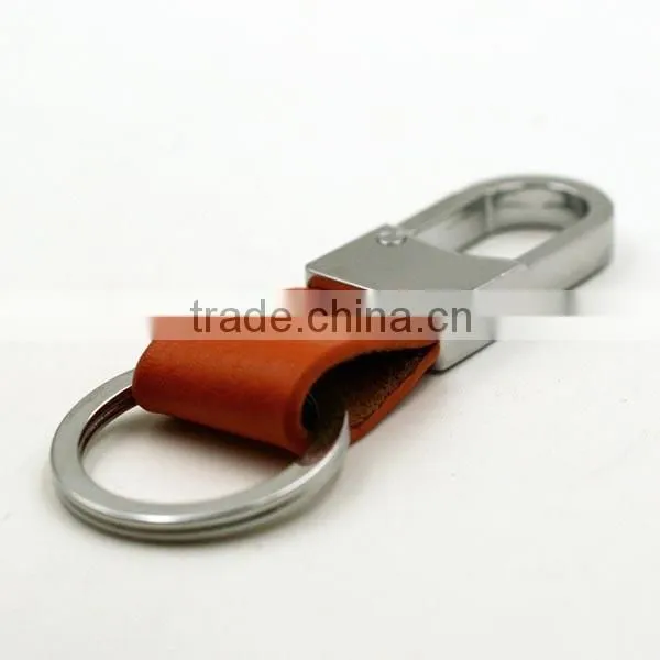 custom made authentic leather metal key chains with metal ring
