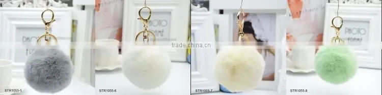 20 Colors 8cm Genuine Rex Rabbit Fur Ball Pom Pom Keychain Fur Ball Keychain